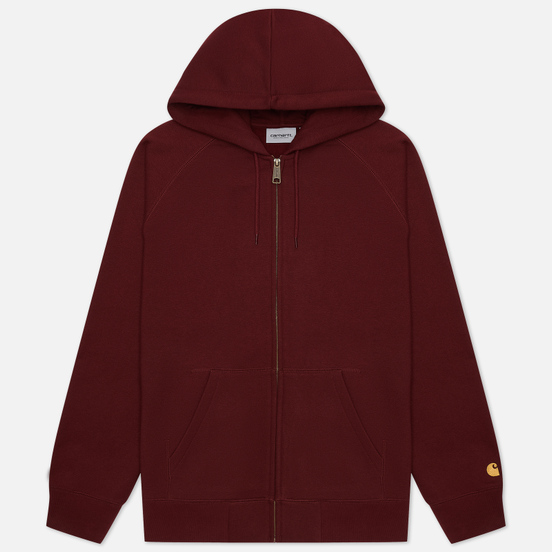 Мужская толстовка Carhartt WIP Chase 13 Oz Full-Zip Hoodie Bordeaux/Gold