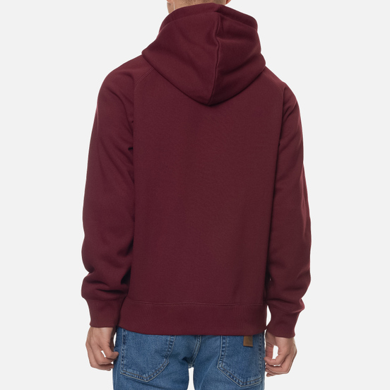 Мужская толстовка Carhartt WIP Chase 13 Oz Full-Zip Hoodie Bordeaux/Gold