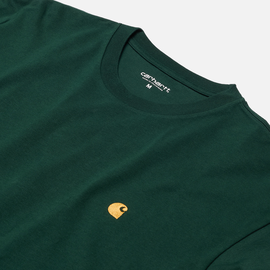 Мужской лонгслив Carhartt WIP L/S Chase Bottle Green/Gold