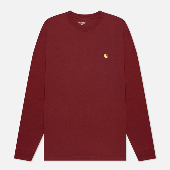 Мужской лонгслив Carhartt WIP L/S Chase Bordeaux/Gold