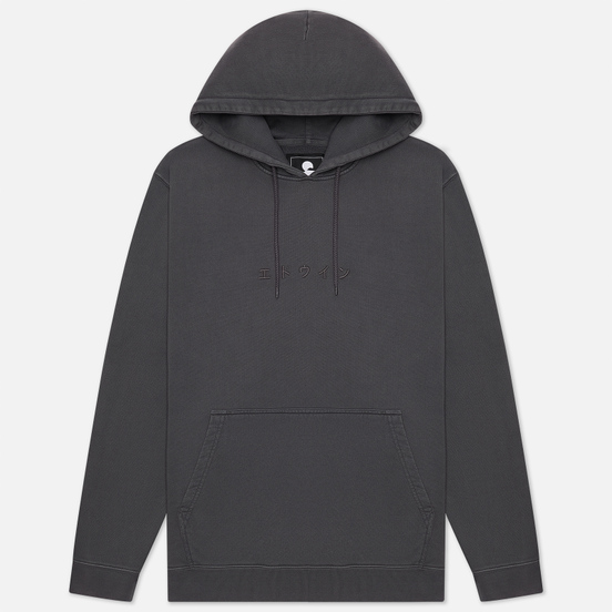 Мужская толстовка Edwin Katakana Hoodie Garment Dyed Faded Out Ebony