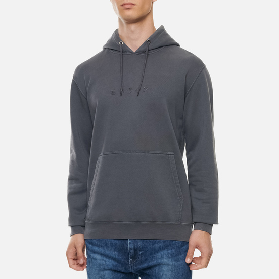 Мужская толстовка Edwin Katakana Hoodie Garment Dyed Faded Out Ebony