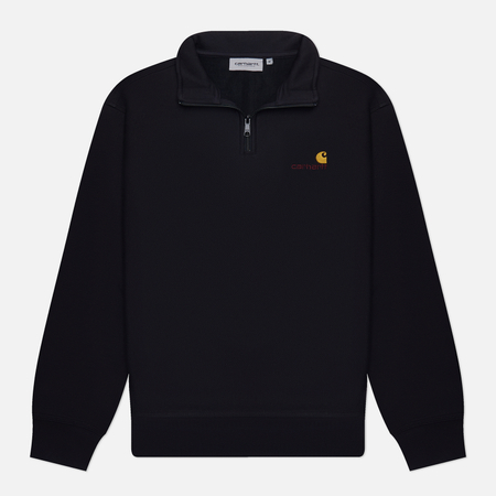 Мужская толстовка Carhartt WIP Half Zip American Script, цвет чёрный, размер M