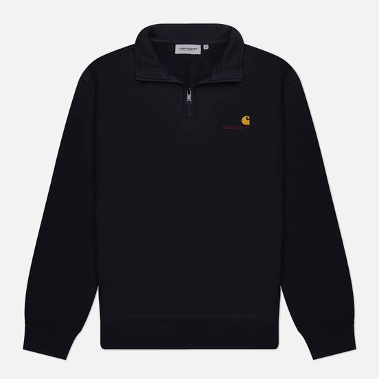 Мужская толстовка Carhartt WIP Half Zip American Script 12.3 Oz Black