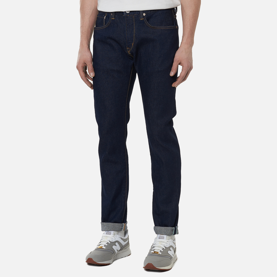 Edwin Мужские джинсы Slim Tapered Kaihara Blue Stretch Denim Green x White Selvage 12.5 Oz