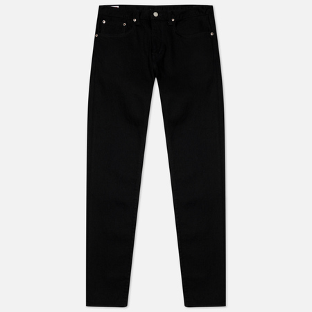 Мужские джинсы Edwin Slim Tapered Kaihara Black Stretch Denim Green x White Selvage 12.5 Oz, цвет чёрный, размер 28/32