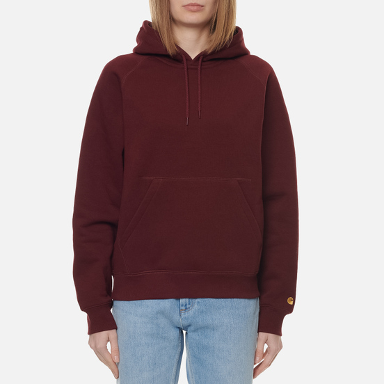 Женская толстовка Carhartt WIP W Chase 13 Oz Hoodie Bordeaux/Gold