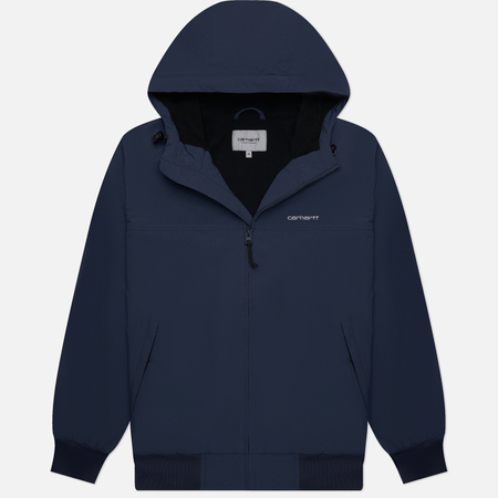 фото Мужская куртка ветровка carhartt wip hooded sail, цвет синий, размер s