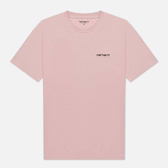 Женская футболка Carhartt WIP W S/S Script Embroidery Frosted Pink/Black