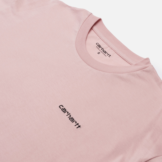 Женская футболка Carhartt WIP W S/S Script Embroidery Frosted Pink/Black