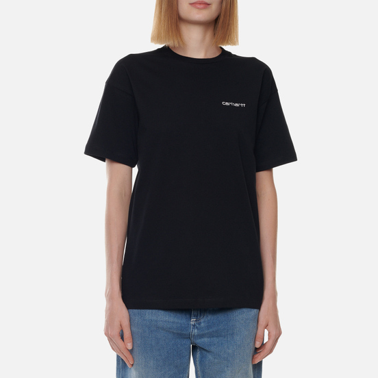 Женская футболка Carhartt WIP W S/S Script Embroidery Black/White