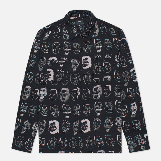 Мужская рубашка Edwin Hokusai Noh Masks Black Masks All Over Printed