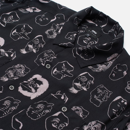 Мужская рубашка Edwin Hokusai Noh Masks Black Masks All Over Printed