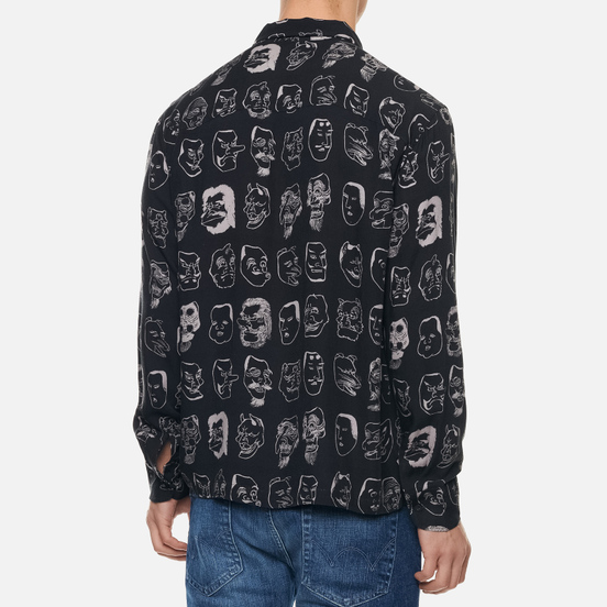 Мужская рубашка Edwin Hokusai Noh Masks Black Masks All Over Printed