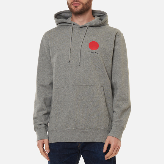 Мужская толстовка Edwin Japanese Sun Hoodie Mid Grey Marl Garment Washed