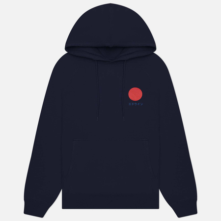 фото Мужская толстовка edwin japanese sun hoodie, цвет синий, размер s