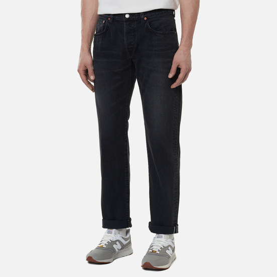 Мужские джинсы Edwin Regular Tapered Kaihara Black x White Selvage 11 Oz Black Dark Used