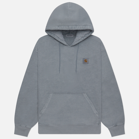 фото Мужская толстовка carhartt wip hooded vista, цвет голубой, размер s