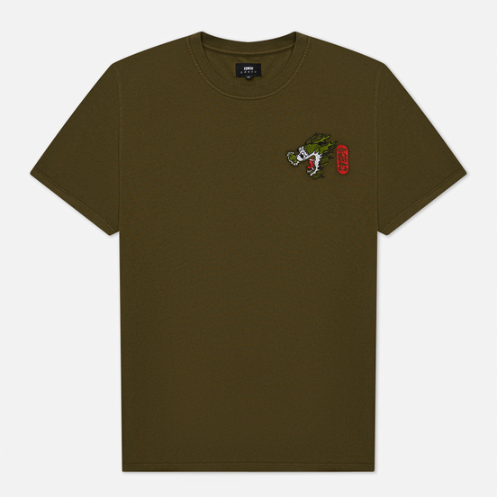 Мужская футболка Edwin Dragon Uniform Green Garment Dyed Faded Out