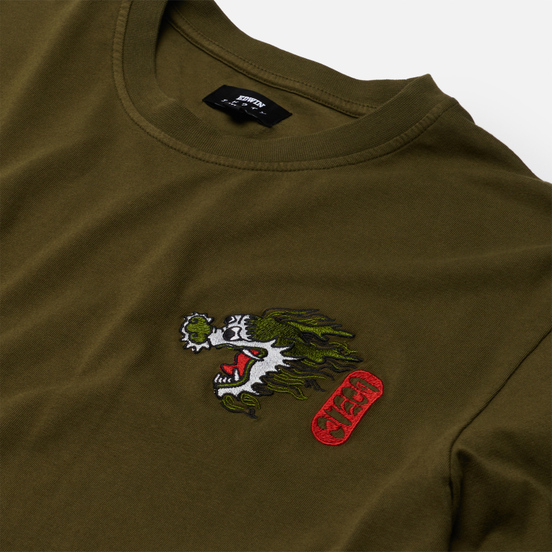 Мужская футболка Edwin Dragon Uniform Green Garment Dyed Faded Out
