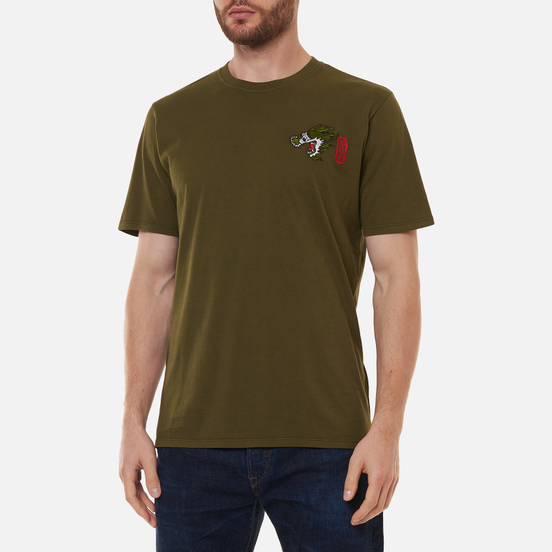 Мужская футболка Edwin Dragon Uniform Green Garment Dyed Faded Out
