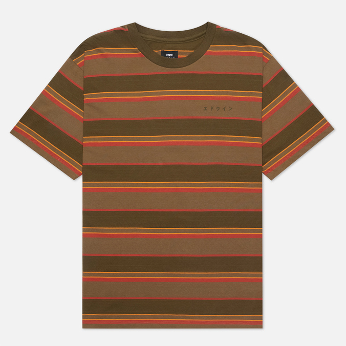Мужская футболка Edwin, цвет оливковый, размер M I029723.MAO.67 Quarter - фото 1