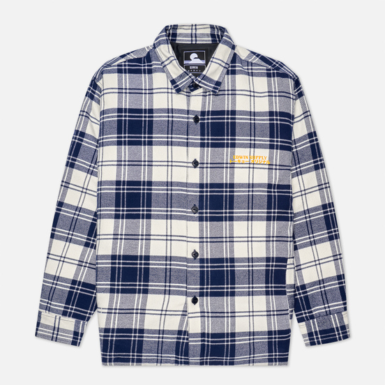 Мужская рубашка Edwin Sven Lined Mid Flannel Brushed Maritime Blue Garment Washed