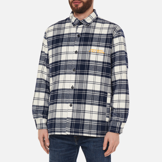 Мужская рубашка Edwin Sven Lined Mid Flannel Brushed Maritime Blue Garment Washed