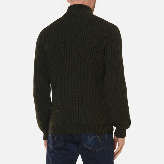 Мужской свитер Edwin Roni High Collar Uniform Green Garment Washed