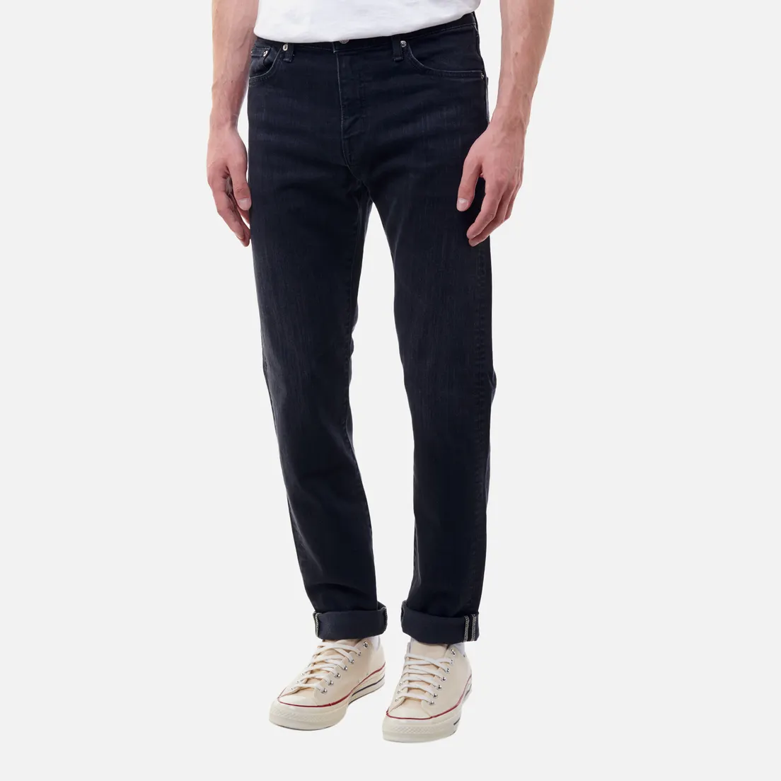 Edwin Мужские джинсы Slim Tapered Kaihara Black x Black Stretch Denim 12.5 Oz