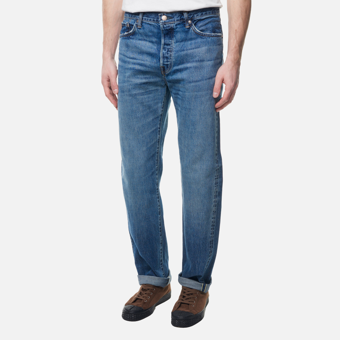 Edwin Мужские джинсы Loose Straight Nihon Menpu Dark Pure Indigo Rainbow Selvage 13.5 Oz