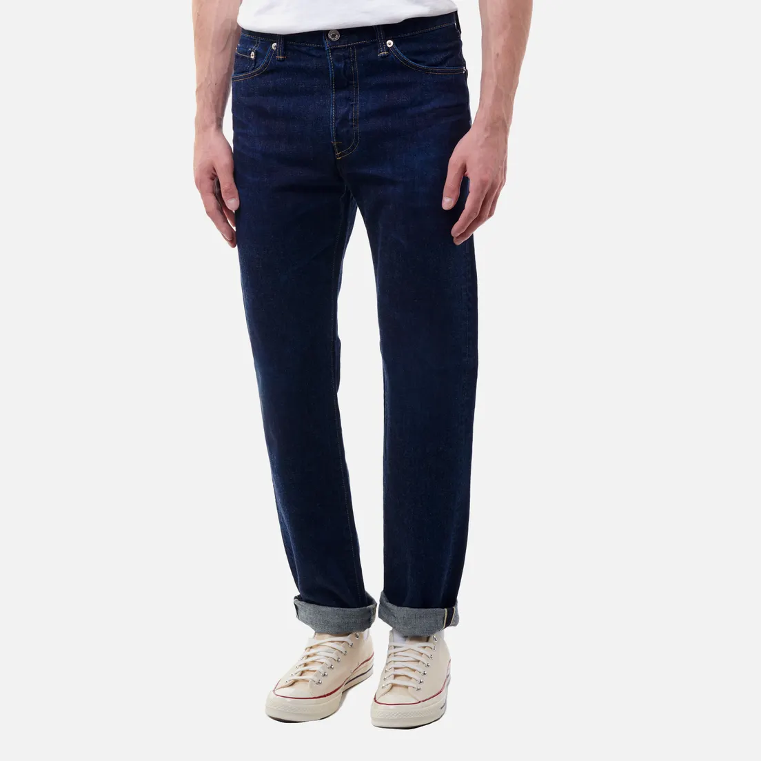 Edwin Мужские джинсы Loose Straight Nihon Menpu Dark Pure Indigo Rainbow Selvage 13.5 Oz