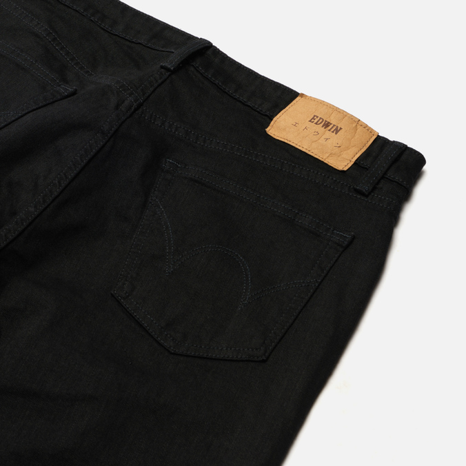 Мужские джинсы Edwin, цвет чёрный, размер 32/32 I030706.89.02 Skinny Kaihara Black x Black Stretch Denim 12.5 Oz - фото 3
