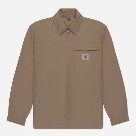 фото Мужская демисезонная куртка carhartt wip madera, цвет бежевый, размер s