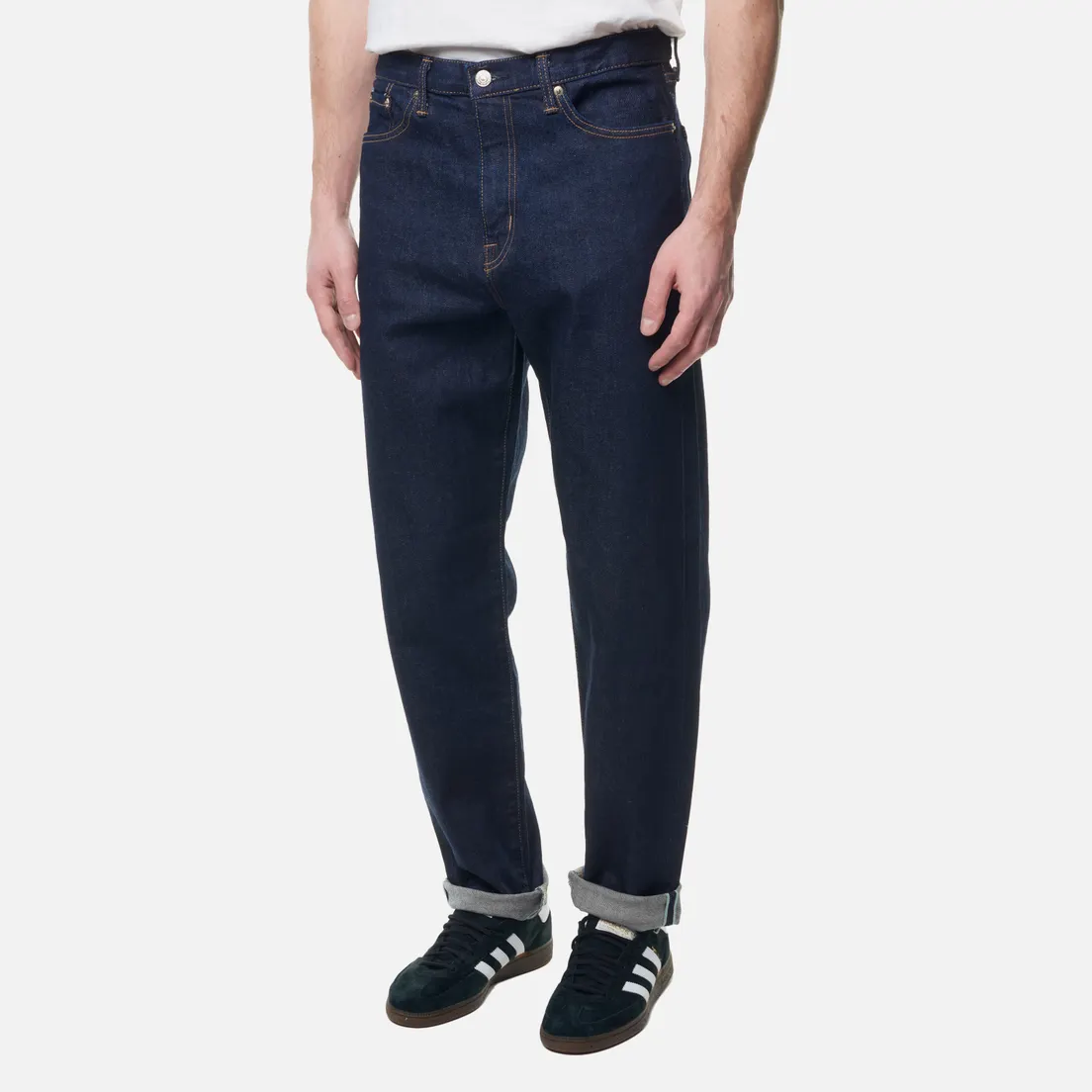 Edwin Мужские джинсы Loose Tapered Kaihara Blue Stretch Denim Green x White Selvage 12.5 Oz