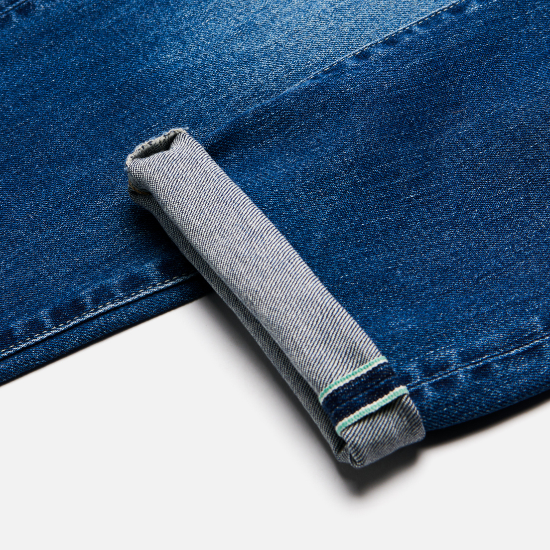Edwin Мужские джинсы Regular Tapered Kaihara Blue Stretch Denim Green x White Selvage 12.5 Oz