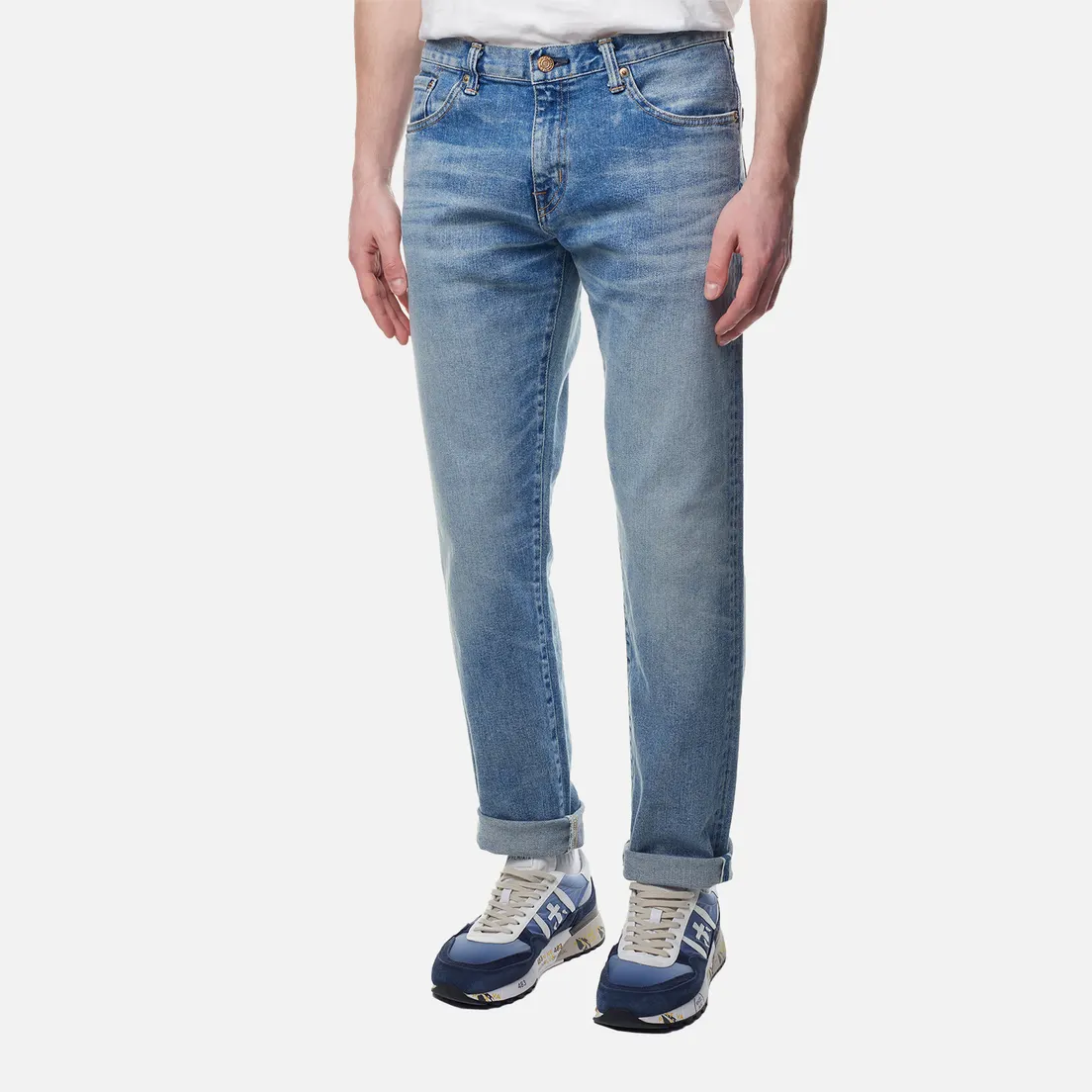 Edwin Мужские джинсы Regular Tapered Kaihara Blue Stretch Denim Green x White Selvage 12.5 Oz