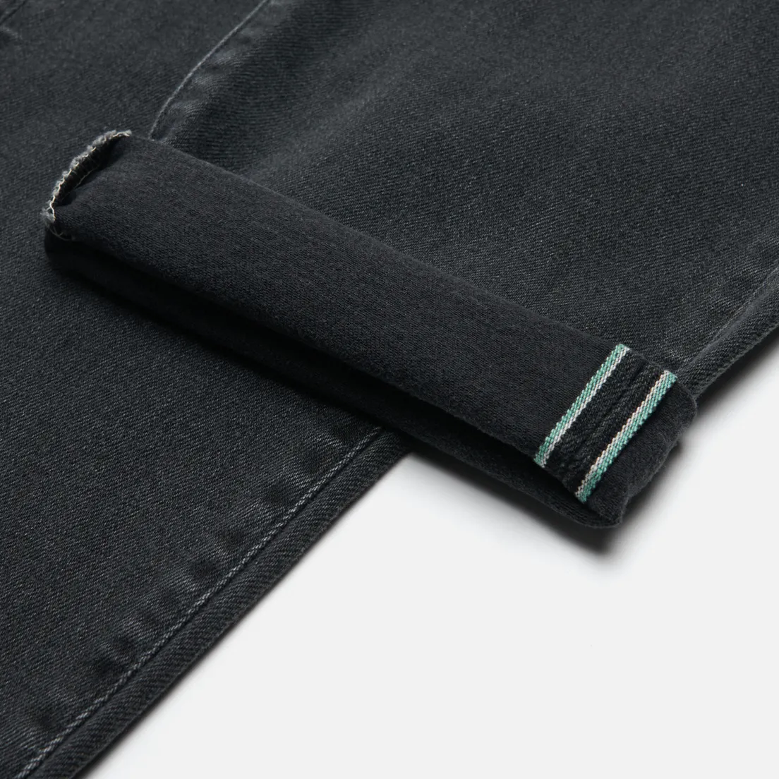 Edwin Мужские джинсы Regular Tapered Kaihara Black x Black Stretch Denim Green x White Selvage 12.5 Oz