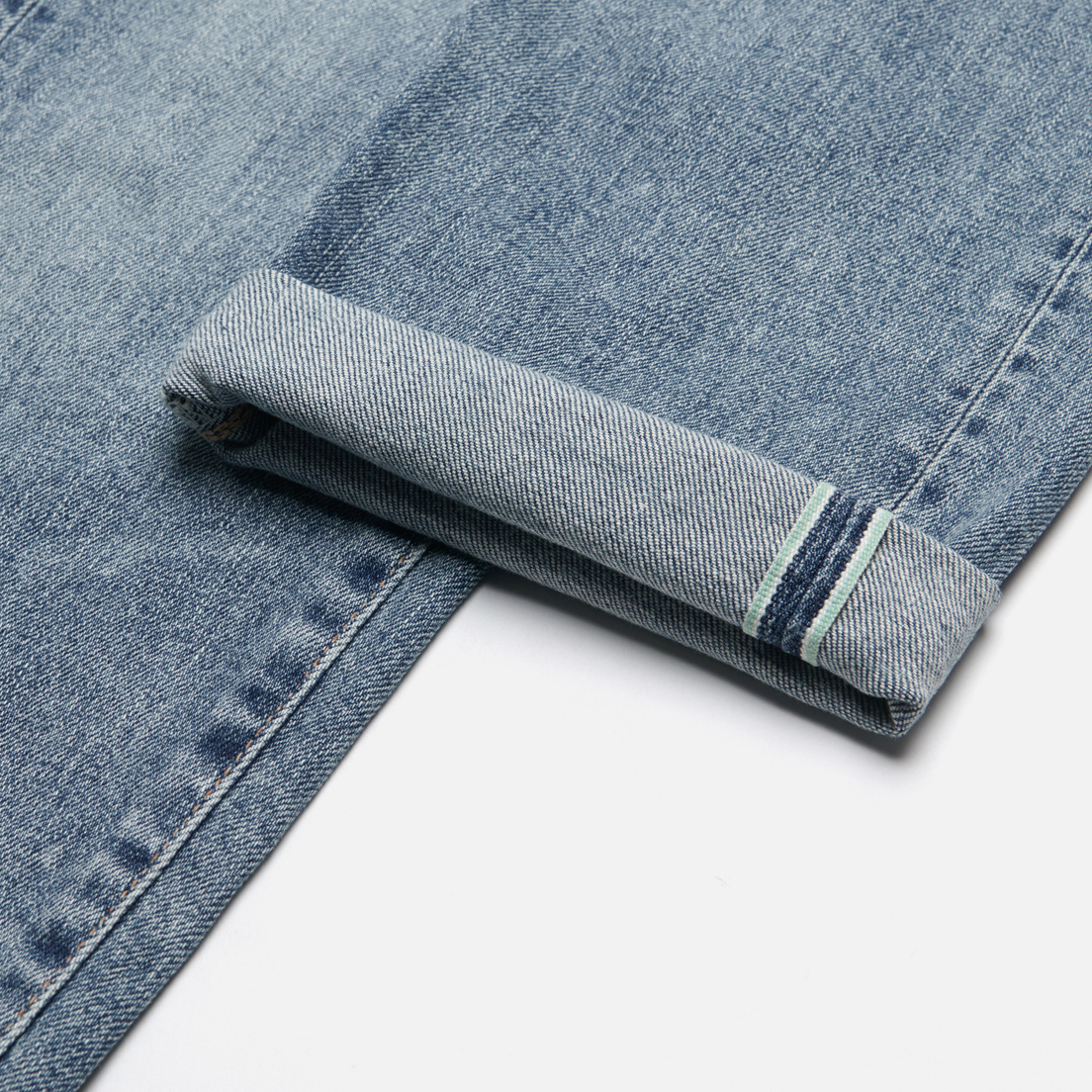 Edwin Мужские джинсы Slim Tapered Kaihara Blue Stretch Denim Green x White Selvage 12.5 Oz
