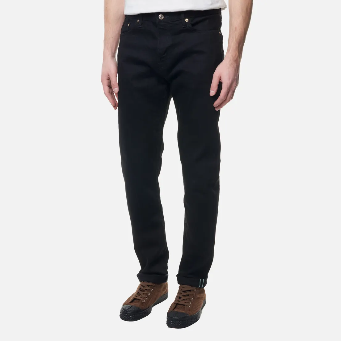 Edwin Мужские джинсы Slim Tapered Kaihara Black x Black Stretch Green x White Selvage 12.5 Oz