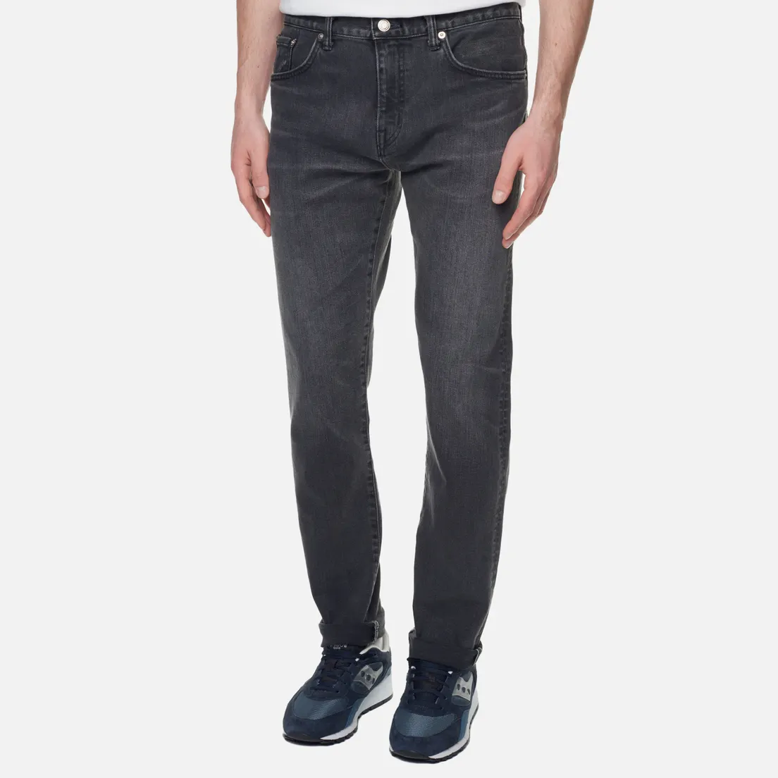 Edwin Мужские джинсы Slim Tapered Kaihara Black x Black Stretch Denim Green x White Selvage 12.5 Oz