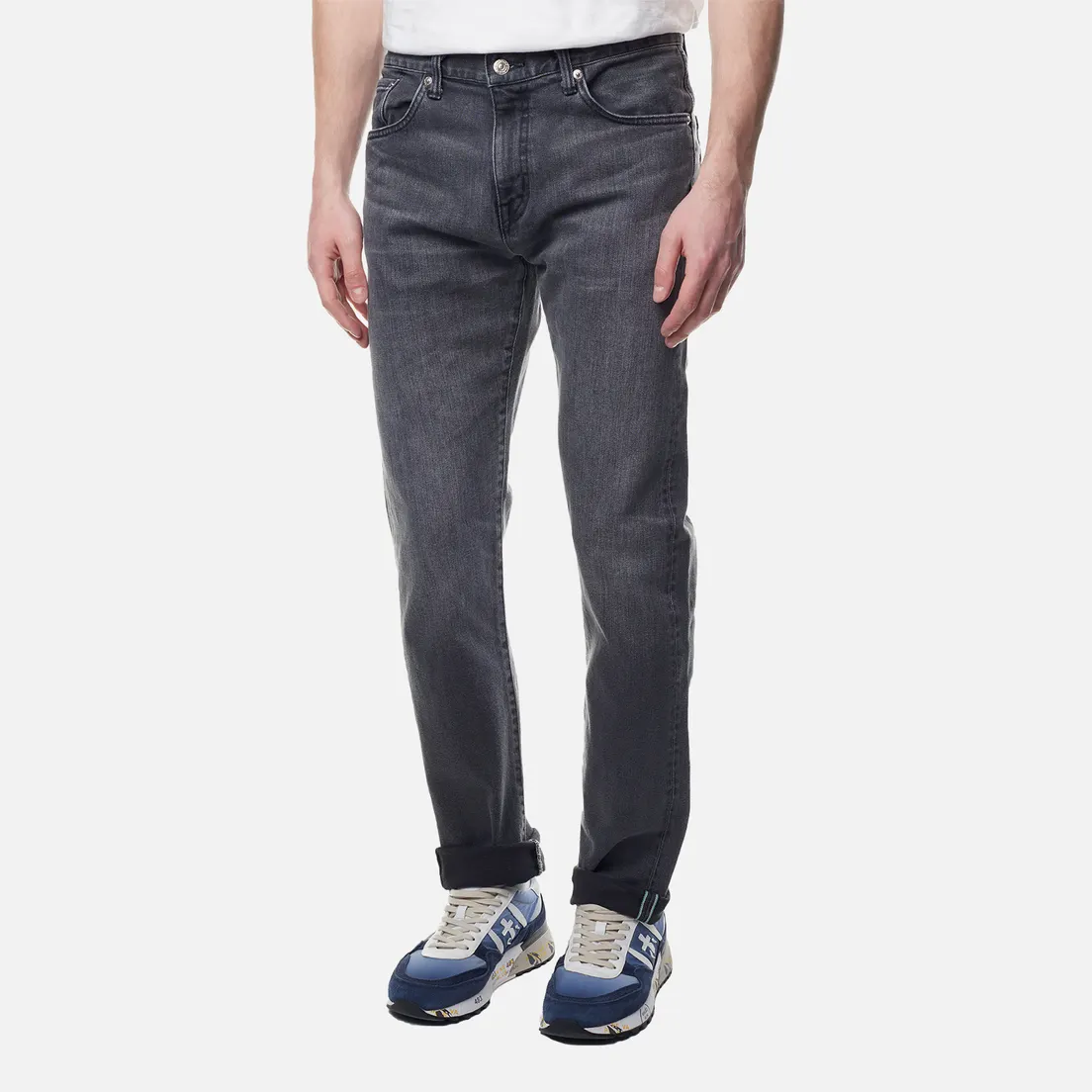 Edwin Мужские джинсы Slim Tapered Kaihara Black x Black Stretch Denim Green x White Selvage 12.5 Oz