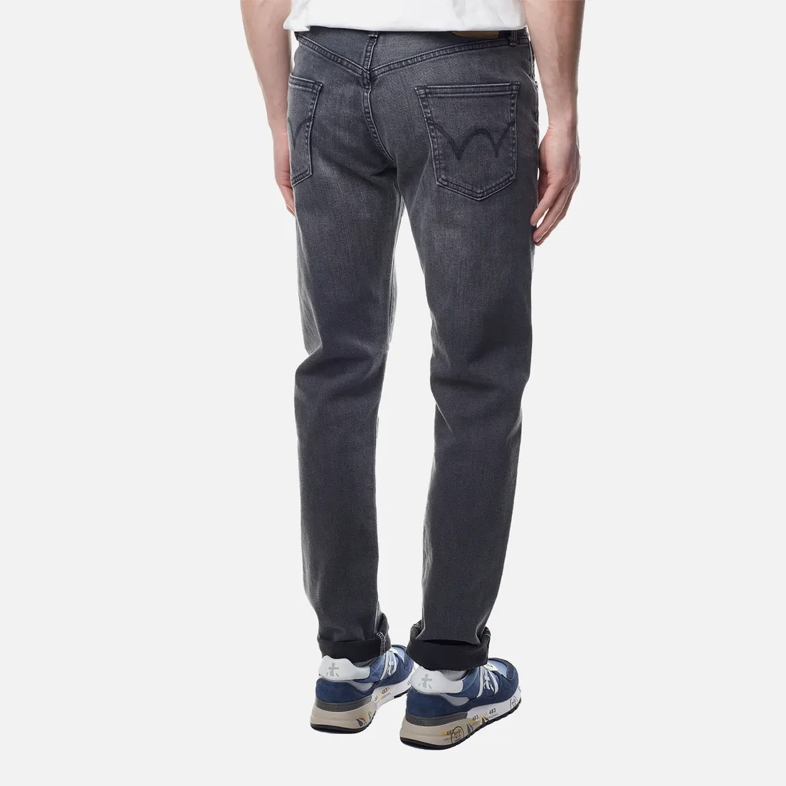 Edwin Мужские джинсы Slim Tapered Kaihara Black x Black Stretch Denim Green x White Selvage 12.5 Oz