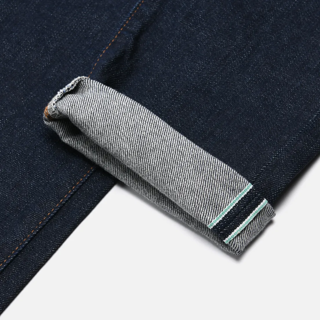 Edwin Мужские джинсы Skinny Kaihara Blue Stretch Denim Green x White Selvage 12.5 Oz
