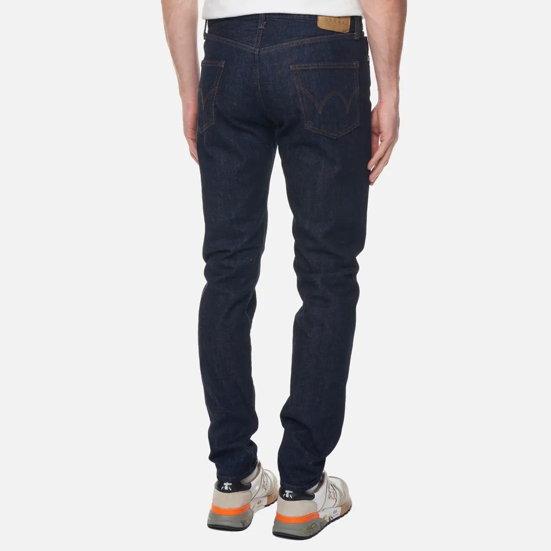 Edwin Мужские джинсы Skinny Kaihara Blue Stretch Denim Green x White Selvage 12.5 Oz