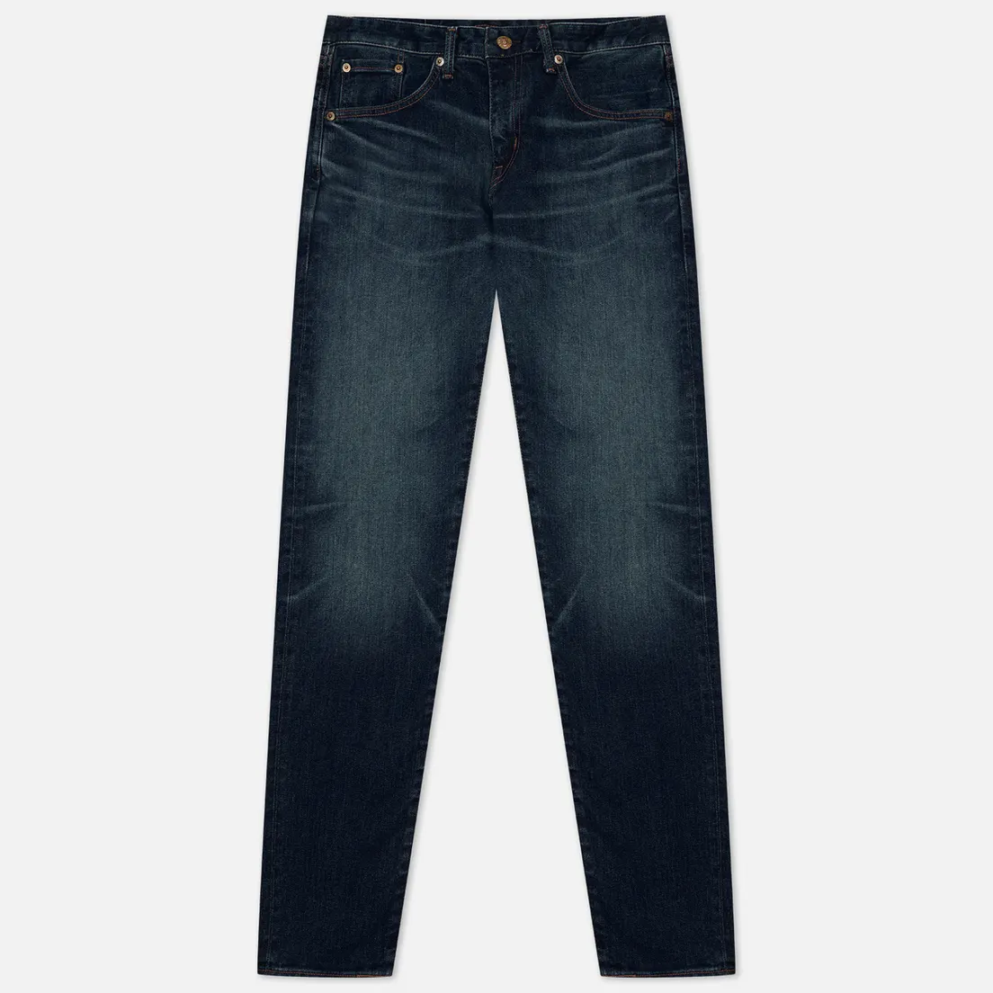 Edwin Мужские джинсы Skinny Kaihara Blue Stretch Denim Green x White Selvage 12.5 Oz