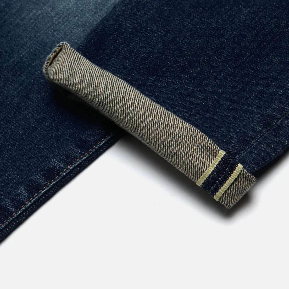 Edwin Мужские джинсы Skinny Kaihara Blue Stretch Denim Green x White Selvage 12.5 Oz