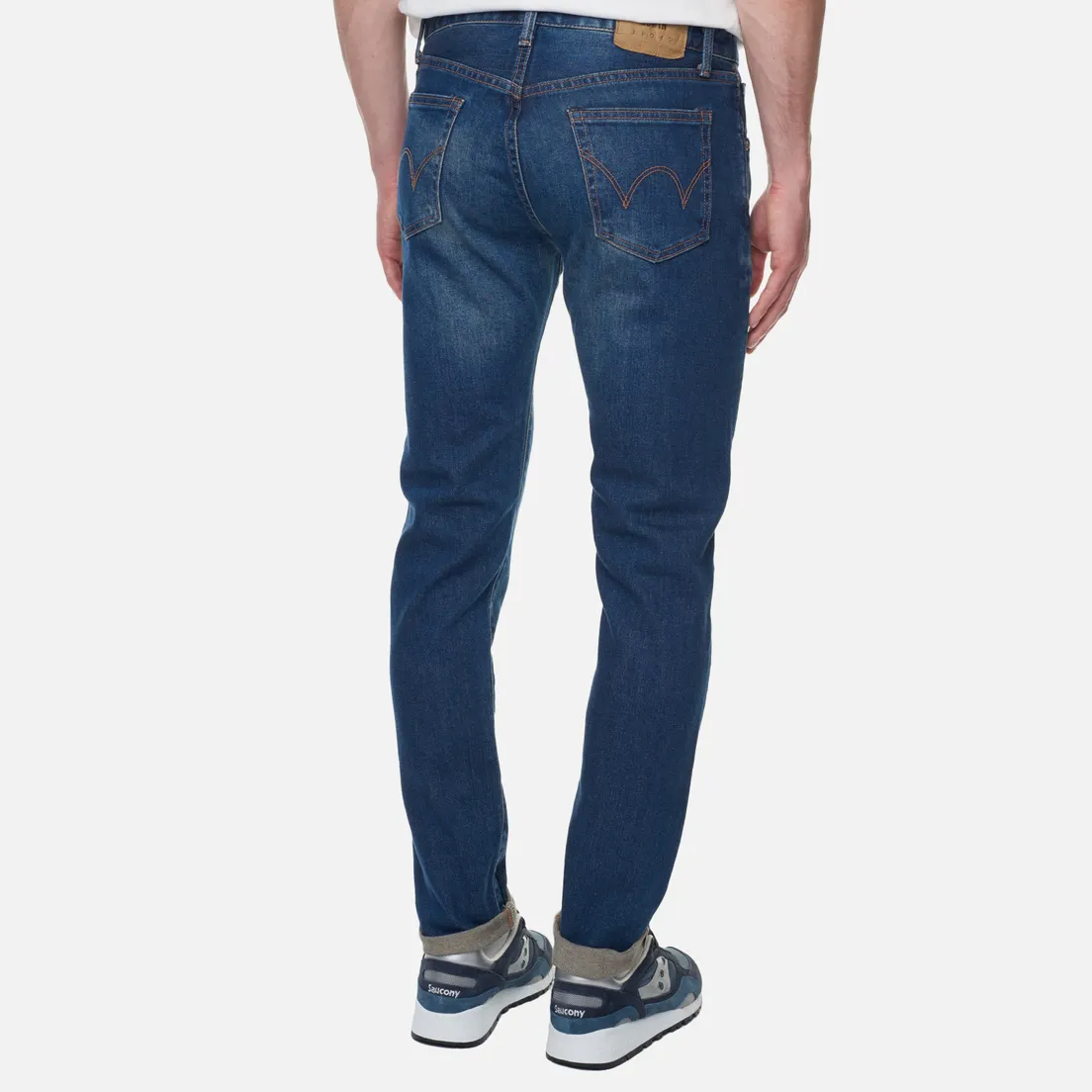 Edwin Мужские джинсы Skinny Kaihara Blue Stretch Denim Green x White Selvage 12.5 Oz