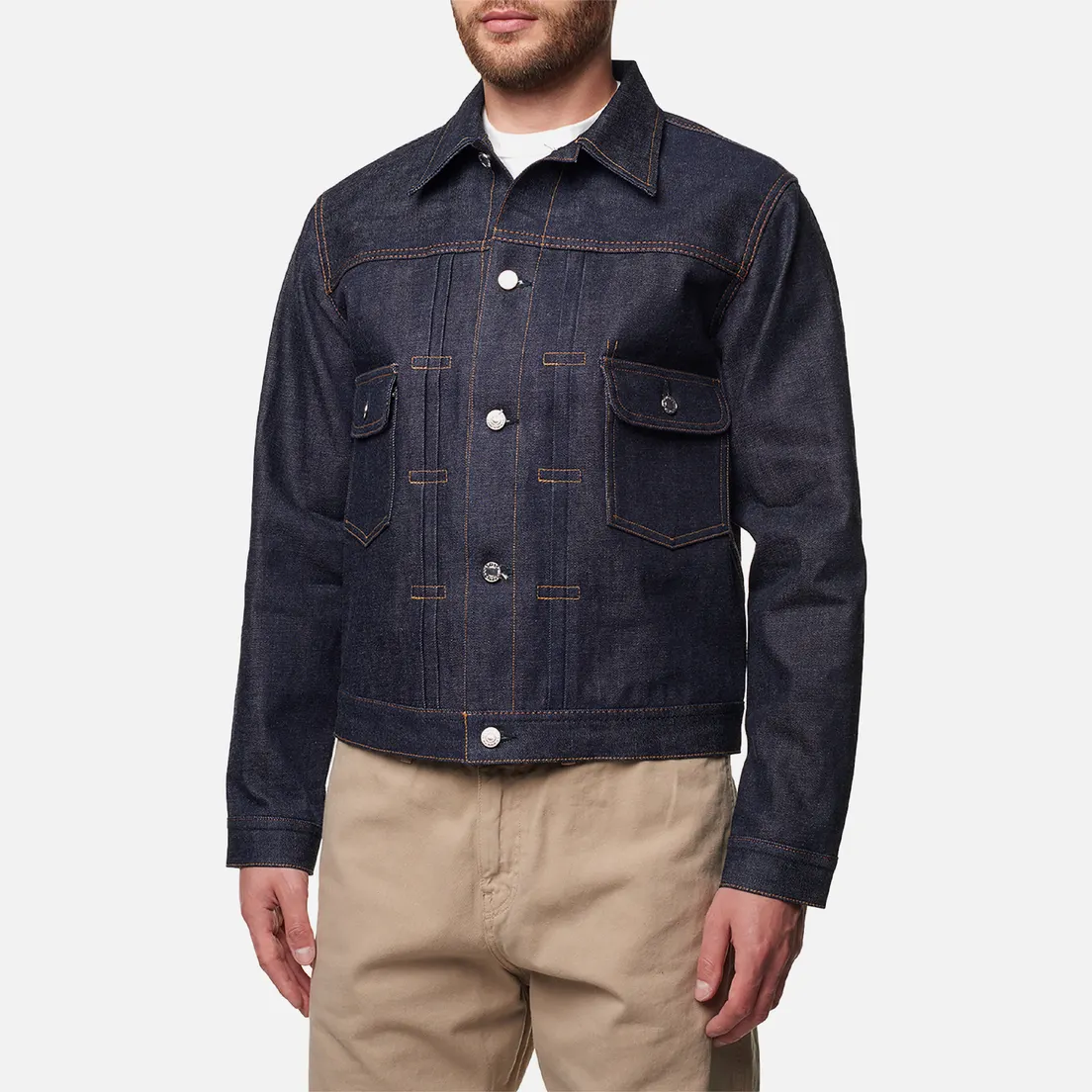 Edwin Мужская джинсовая куртка Denim Nihon Menpu Pure Indigo Rainbow Selvage 13.5 Oz