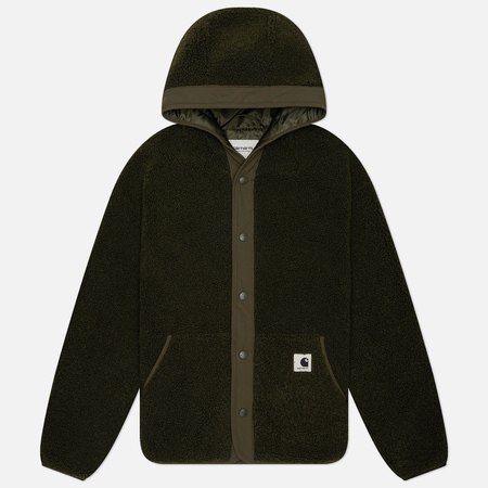 фото Женская флисовая куртка carhartt wip w' elliot hooded liner, цвет оливковый, размер xs